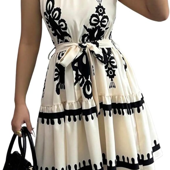 Dresses & Skirts - Women's Boho Flowy Mini Dress Sleeveless Summer Beach Vacation Dress